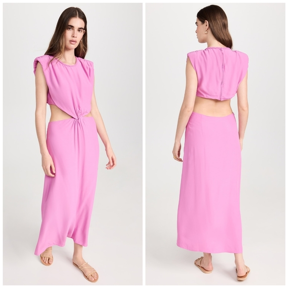 Scotch & Soda Dresses & Skirts - Scotch & Soda Pink Park In Bloom Cut Out Midi Dress Size L